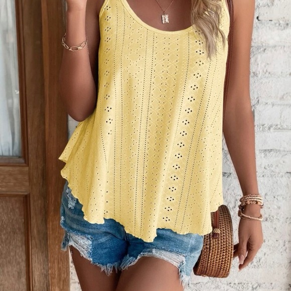 Solid Eyelet Embroidery Tank Top *NEW* - Picture 6 of 8